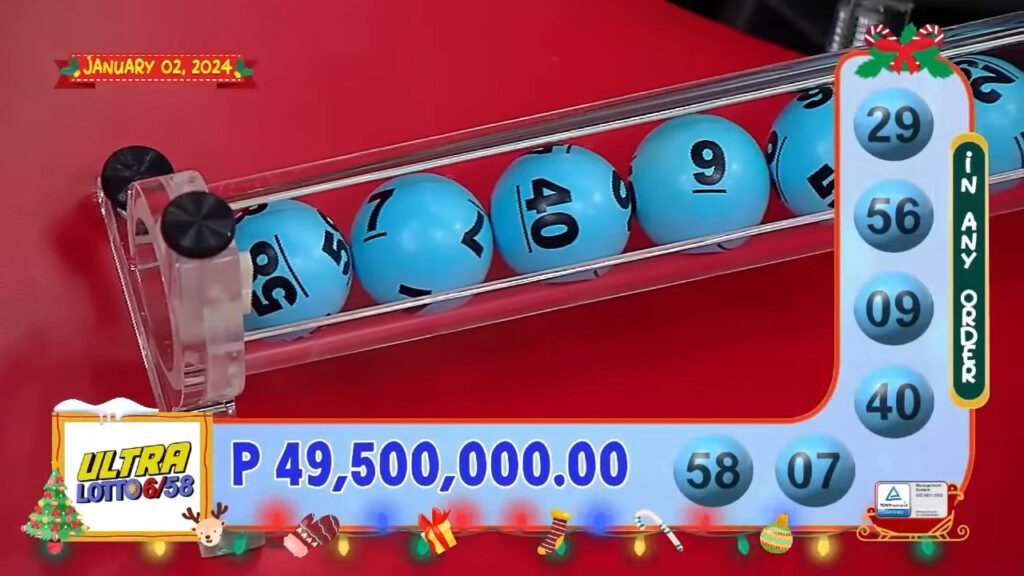 Lotto Result January 2, 2024 Grand Lotto 6/58 Lotto Result Today. To win the jackpot, you must match your 6-number combination to the numbers drawn. Consolation prizes are also available for anyone who matches any 3, 4, or 5 numbers.