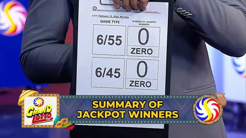 Winner updates according to PCSO Data Center, no winner for 6/55, and no winner for 6/45 draw.