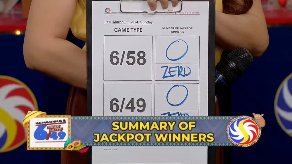 Winner updates according to PCSO Data Center, no winner for 6/58, and no winner for the 6/49 draw.