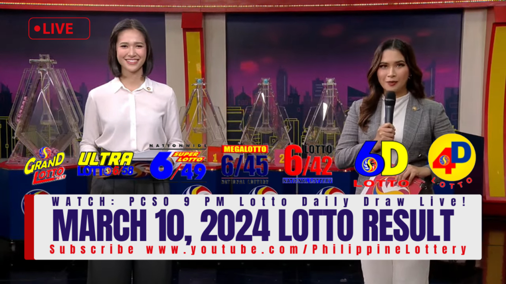 March 10 2024 Lotto Result 6/58 6/49 3D 2D