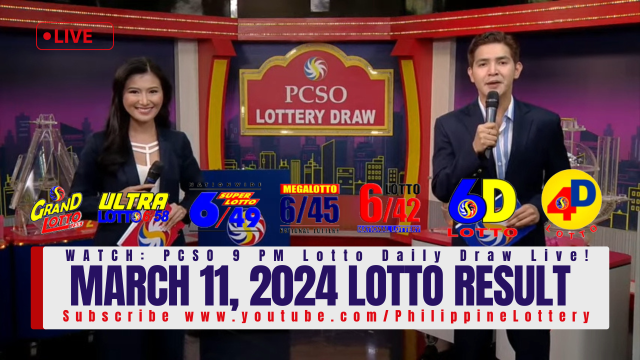 March 11 2024 Lotto Result 6/55 6/45 4D 3D 2D