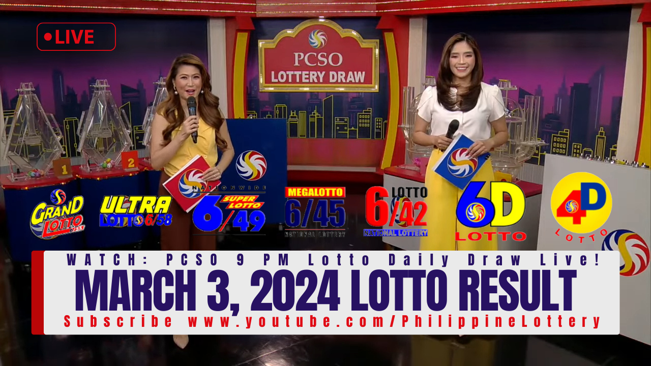 March 3 2024 Lotto Result 6/58 6/49 3D 2D