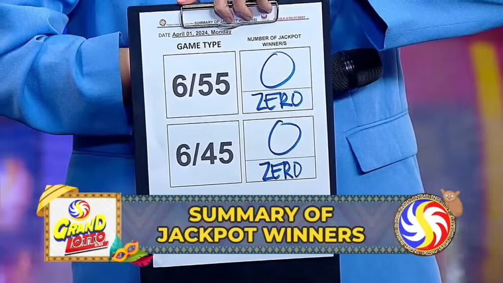 Winner updates according to PCSO Data Center, no winner for 6/55, and no winner for the 6/45 draw.
