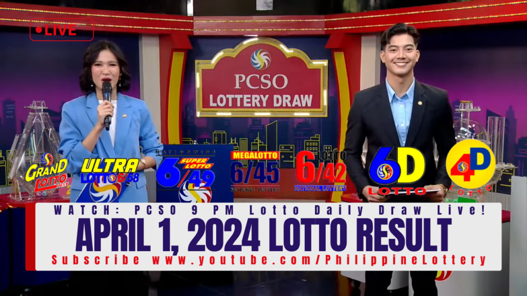 April 1 2024 Lotto Result Today 6/55 6/45 4D 3D 2D