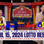 April 15 2024 Lotto Result Today 6/55 6/45 4D 3D 2D