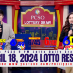 April 18 2024 Lotto Result Today 6/49 6/42 6D 3D 2D