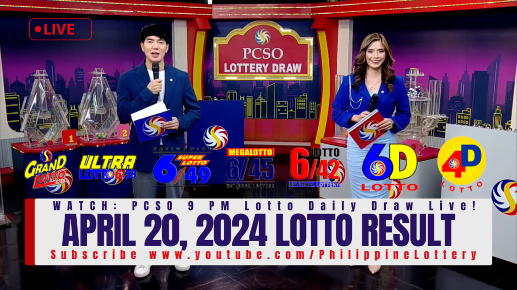 April 20 2024 Lotto Result Today 6/55 6/42 6D 3D 2D