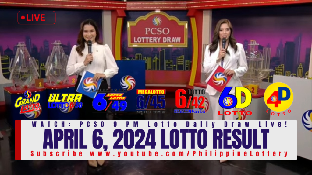 April 6 2024 Lotto Result Today 6/55 6/42 6D 3D 2D