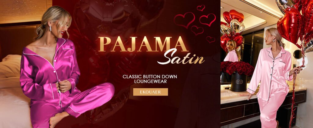 Women's Satin Pajama Set Button Down Loungewear for Lover