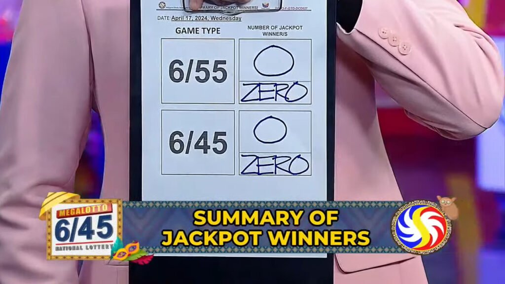 Winner updates according to PCSO Data Center, no winner for 6/55, and no winner for the 6/45 draw. 